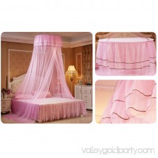 Elegant Lace Hanging Bedding Mosquito Net Dome Top Princess Bed Canopy Netting - Pink